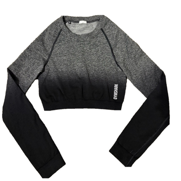 Gymshark Tops - Gymshark Women's Gray and Black Crop Top